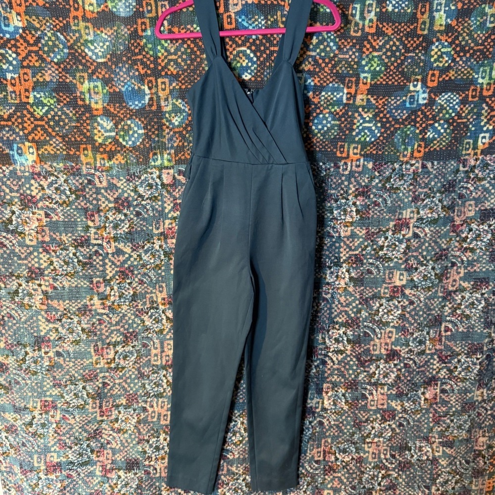 Rebecca Taylor Jumpsuit Navy Blue Wrap‎ Front Tie Back Size 00 Sleeveless Romper - Picture 3 of 8